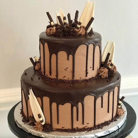 Birthday Two Tier Chocolate Cake Design